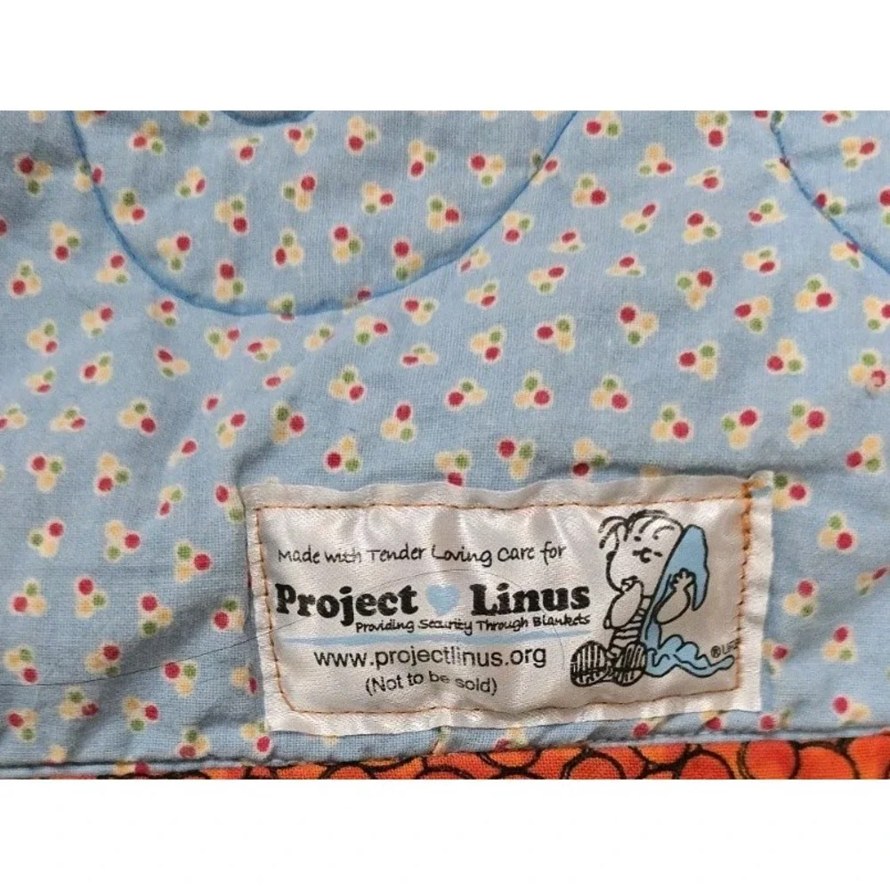 VTG Project Linus Crib Quilt Silly Smile Sea creatures Reversible 40x40 Handmade